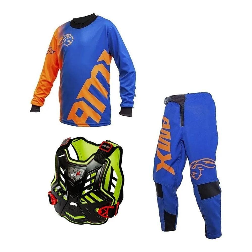 Conjunto Classic Extreme Infantil Colete Amx Preto Amarelo Neon