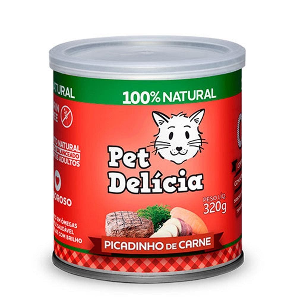 Alimento úmido 100% Natural Pet Delícia Picadinho de Carne para Gatos Adultos (320g)