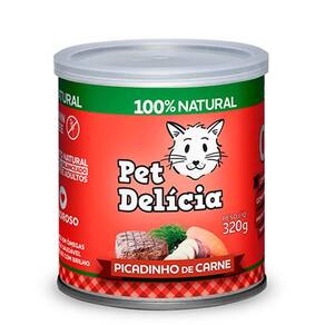 Alimento úmido 100% Natural Pet Delícia Picadinho de Carne para Gatos Adultos (320g)