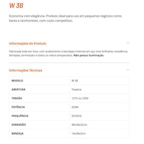 Estufa Para Salgados 3 Bandejas Linha W 110v-Titã