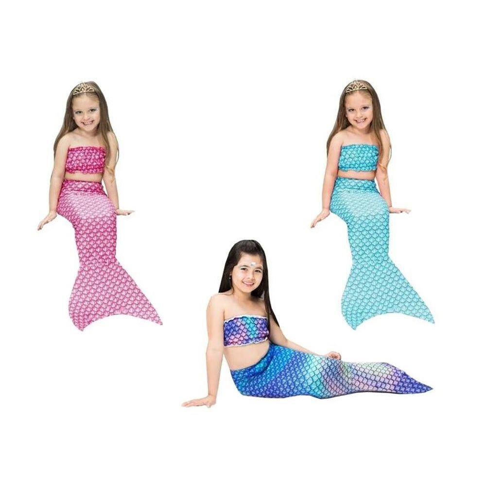 Fantasia Infantil Sereia Ariel/Cauda de Sereia Infantil Fantasia Pequena  Sereia Luxo