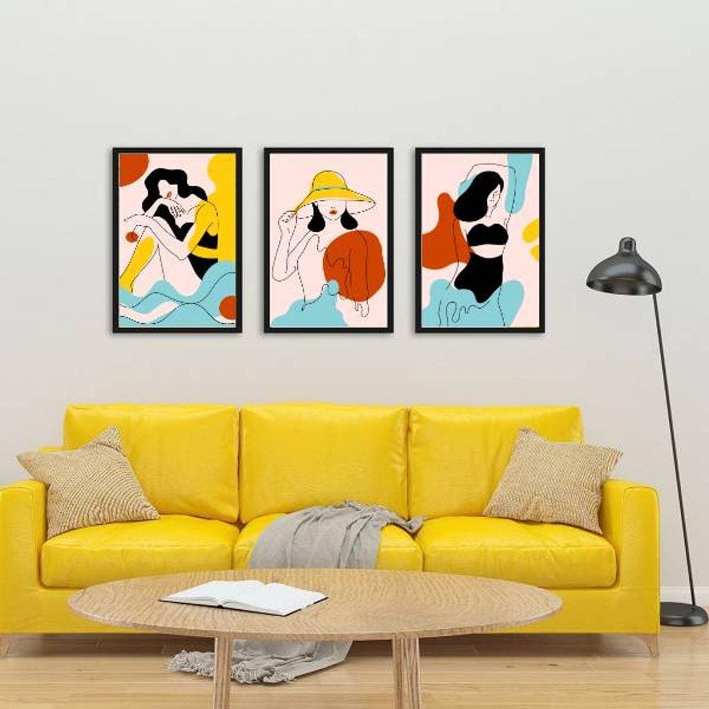 Kit 3 Quadros Decorativos Mulheres Vamos a La Playa