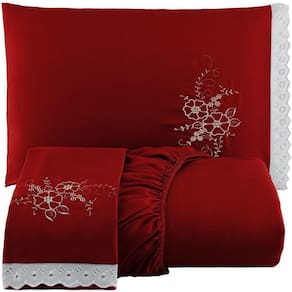 Jogo De Cama Casal Queen 3 Peças Vermelho