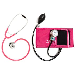 Kit Esfigmomanômetro Rosa E Estetoscópio Duosson Cjpa201