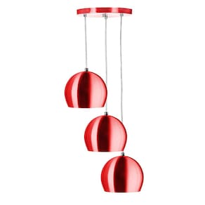 Lustre Pendente Aluminio Bola Triplo 15cm Cereja