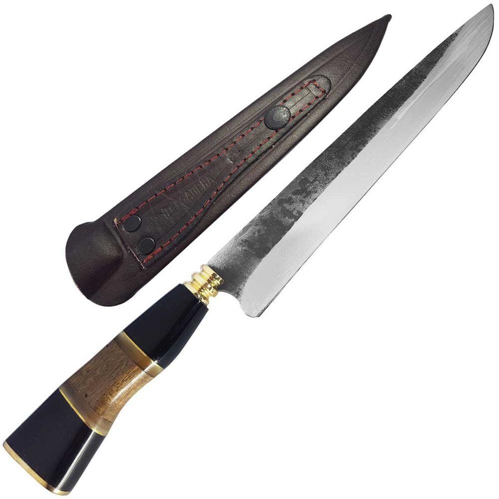 Faca Artesanal Gaúcha Churrasco 10` Aço Carbono 1070 Cabos Únicos Modelo Disco de Arado
