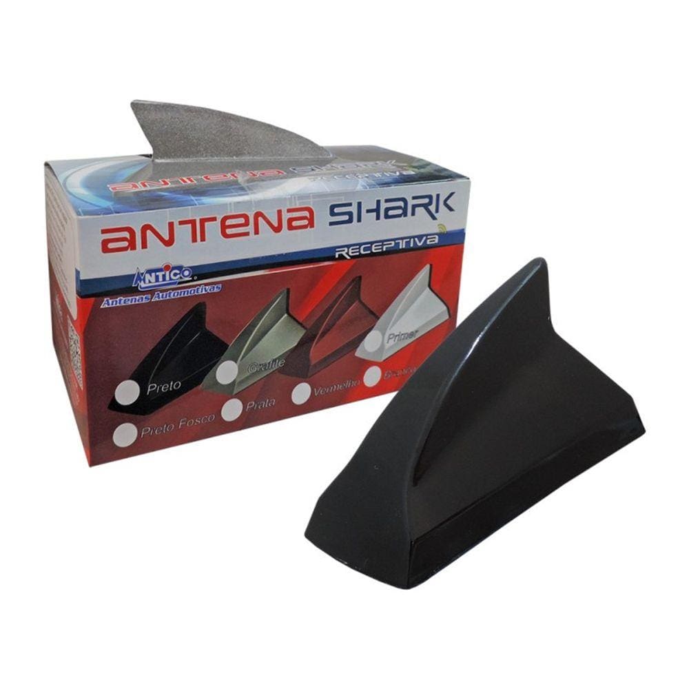 Antena de Teto Shark Tubarão Receptiva Preta Universal Antico