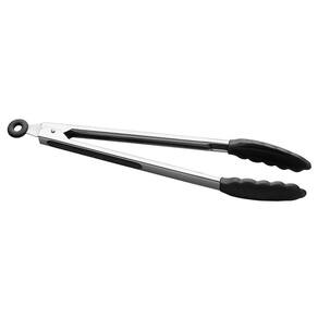 pegador de inox / silicone multiuso preto 31cm