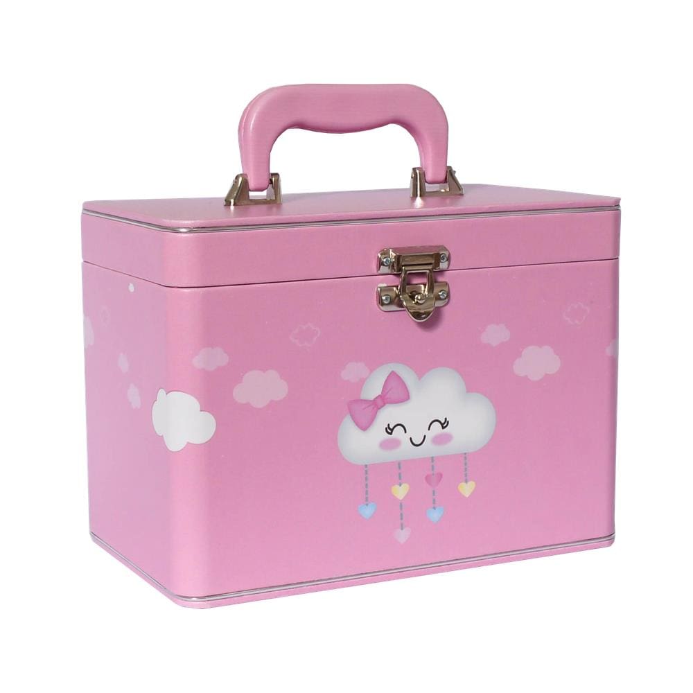 Maleta Box Chuva de amor Rosa 6 álbuns fotográficos 600 fotos 10x15 Bebê Newborn