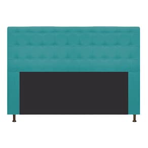 Cabeceira Estofada Dama 160Cm Queen Size Suede Azul Turquesa