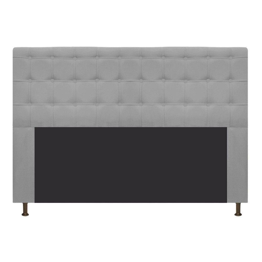 Cabeceira Estofada Dama 140cm Casal Suede Cinza