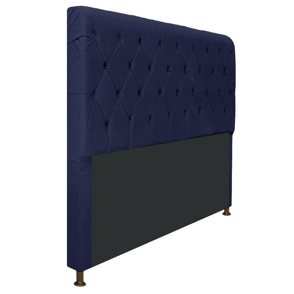 Cabeceira Estofada Cristal 140cm Casal Azul Marinho