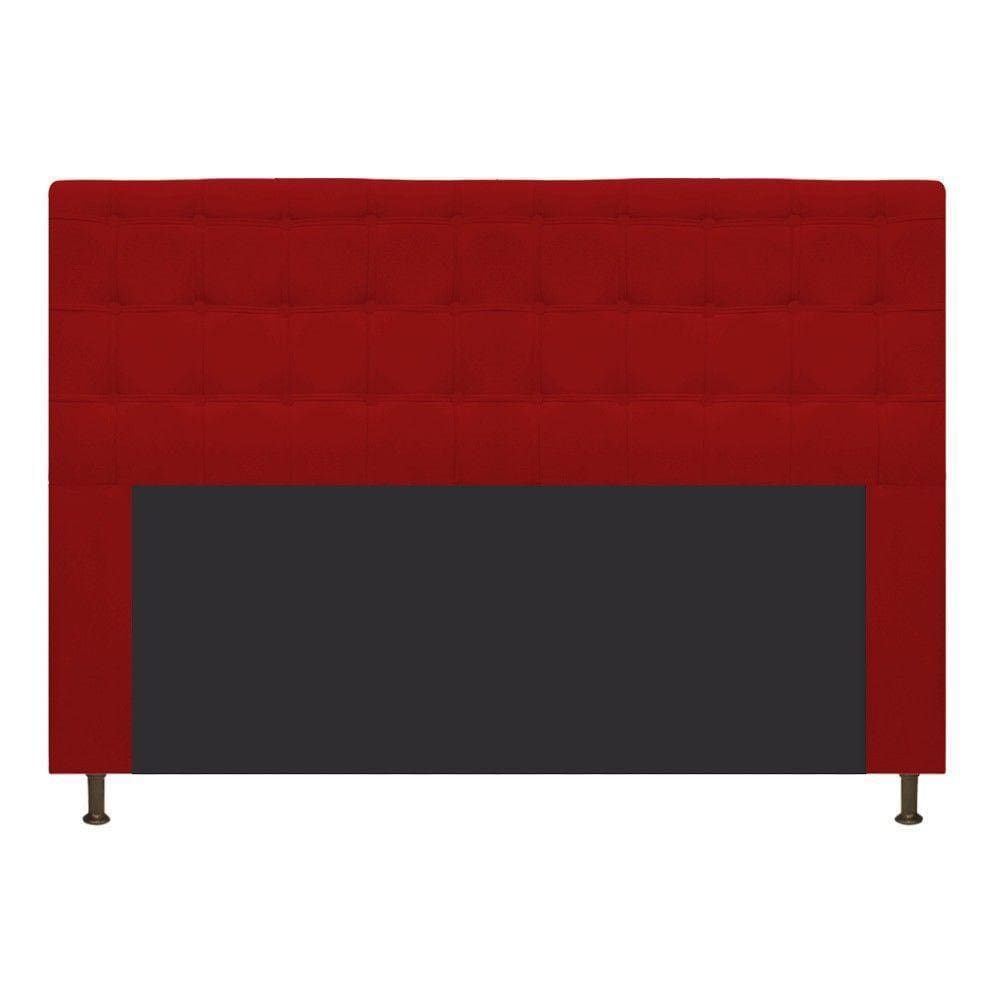 Cabeceira Estofada Dama 195 Cm King Size com Botonê Vermelho