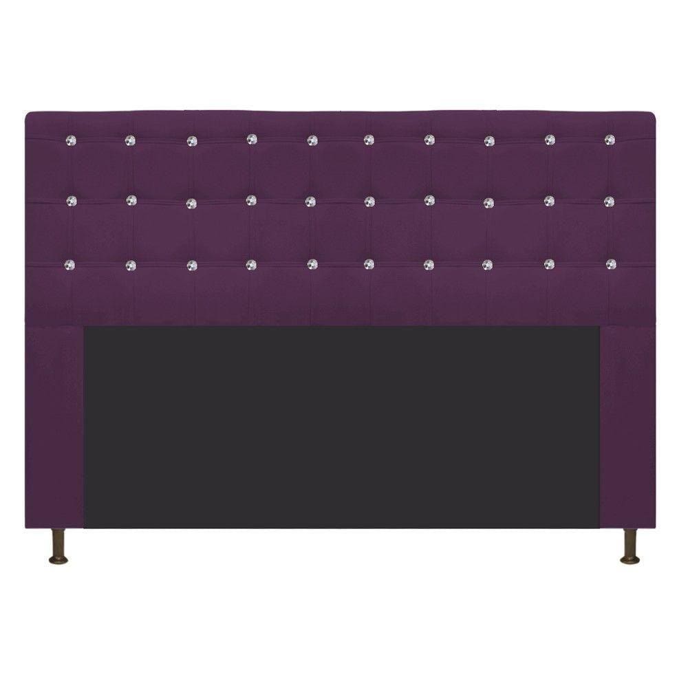 Cabeceira Estofada Dama 195 Cm King Size com Strass Roxo
