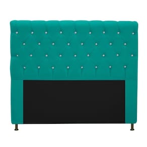 Cabeceira Estofada Cristal 160cm Queen Size Azul Turquesa