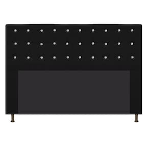 Cabeceira Estofada Dama 140 Cm Casal com Strass Suede Preto