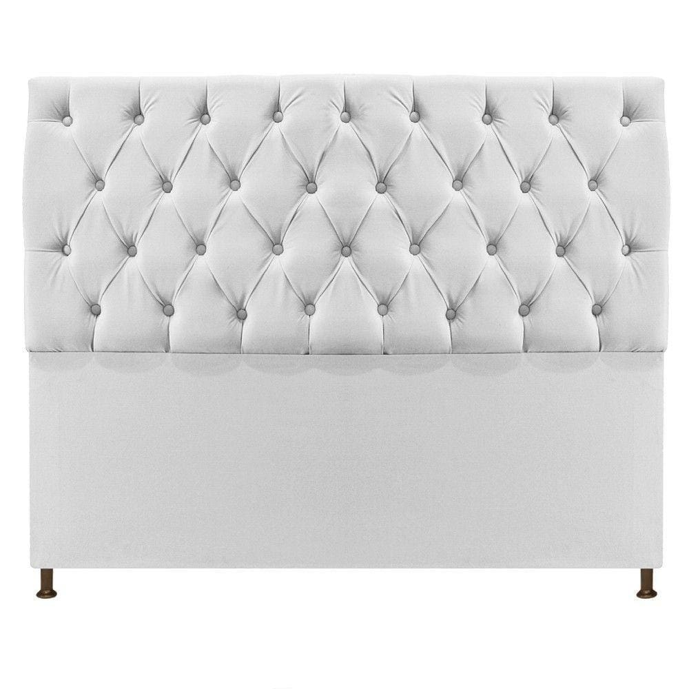 Cabeceira Sofia 160cm Queen Size Suede Branco