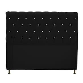 Cabeceira Estofada Cristal 160cm Queen Size Preto