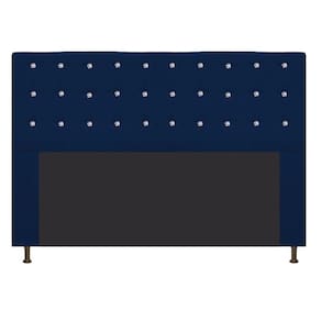Cabeceira Estofada Dama 160 Cm Queen Size Suede Azul Marinho