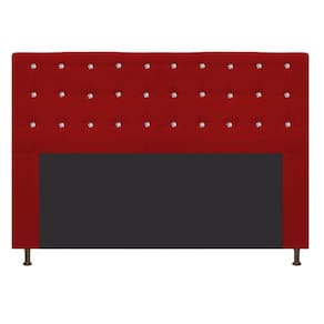 Cabeceira Estofada Dama 195 Cm King Size Com Strass Vermelho