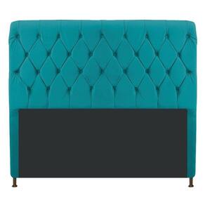 Cabeceira Estofada Cristal 160cm Queen Size Azul Turquesa