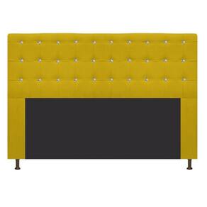 Cabeceira Estofada Dama 140 Cm Casal com Strass Amarelo