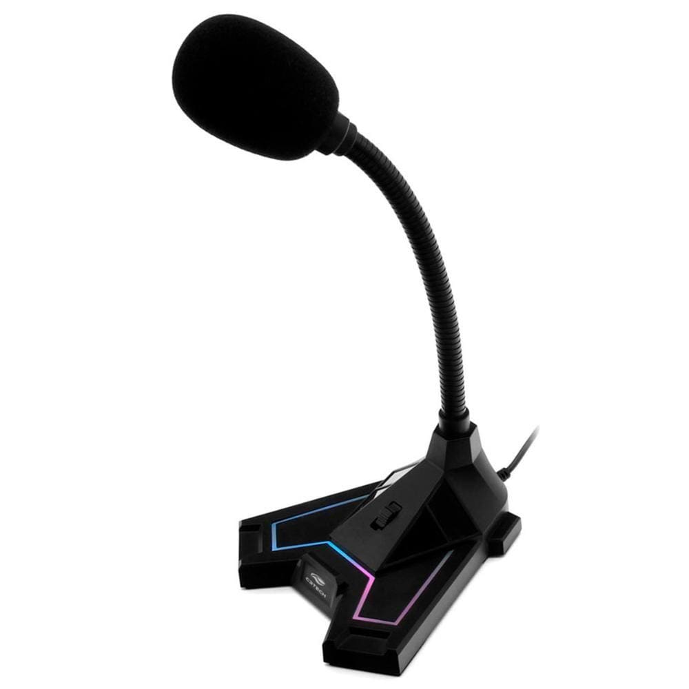 Microfone Gamer C3 Tech MI-G100BK - LED Multicores - Haste Flexível