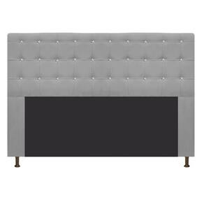 Cabeceira Estofada Dama 140 Cm Casal com Strass Suede Cinza