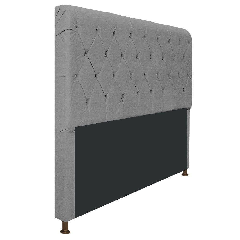 Cabeceira Estofada Cristal 140cm Casal Cinza