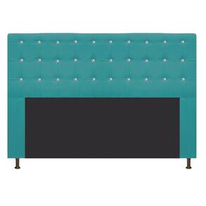 Cabeceira Estofada Dama 160Cm Queen Size Suede Azul Turquesa