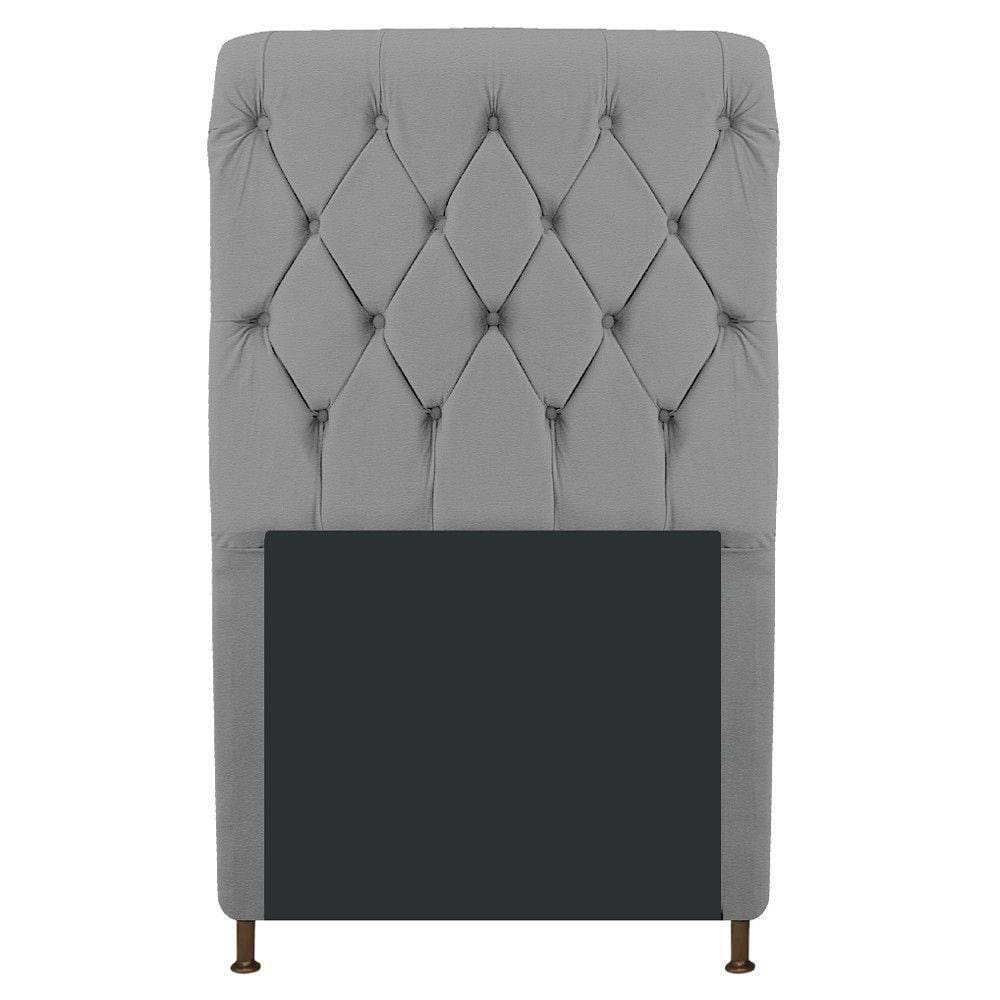 Cabeceira Estofada Cristal 100Cm Solteiro Com Capitonê Cinza