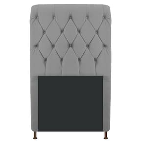 Cabeceira Estofada Cristal 100Cm Solteiro Com Capitonê Cinza