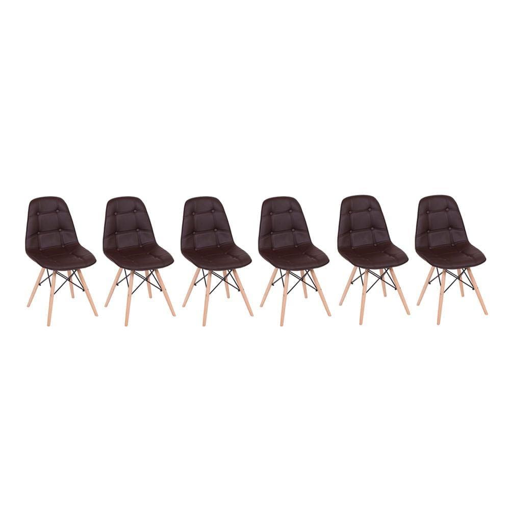 Conjunto com 6 Cadeiras Eames Eiffel Botonê - Marrom