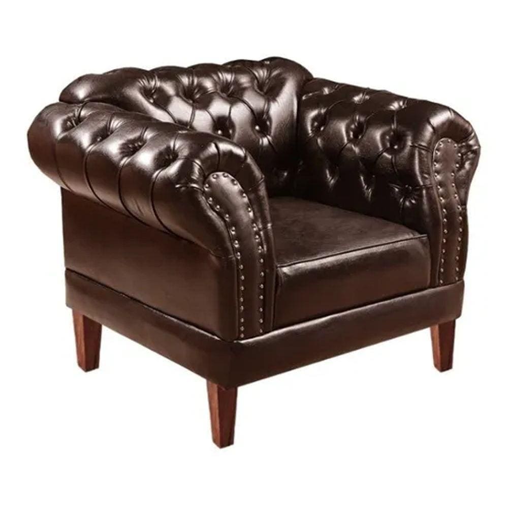 Poltrona Chesterfield Duque Capitoné SALA/ RECEPÇÃO/ BARBEARIA COURINO MARROM CAFÉ