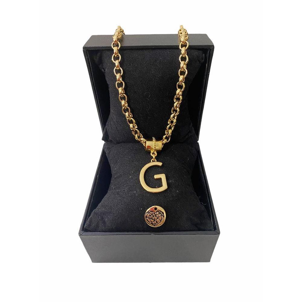 Colar Feminino Elo Português Grosso 6mm Letra "G"