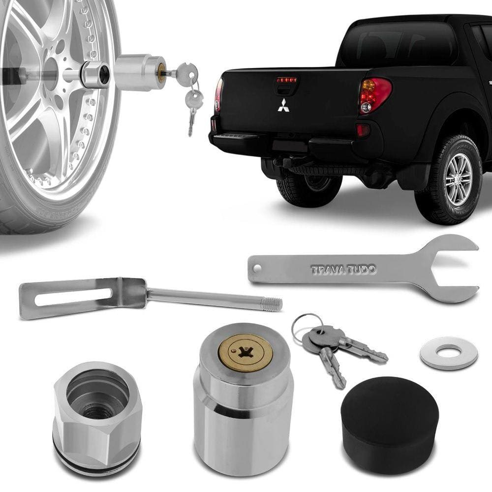 Trava Protetor Estepe Mitsubishi L200 Sport 2017 a 2019 Antifurto com chave tetra