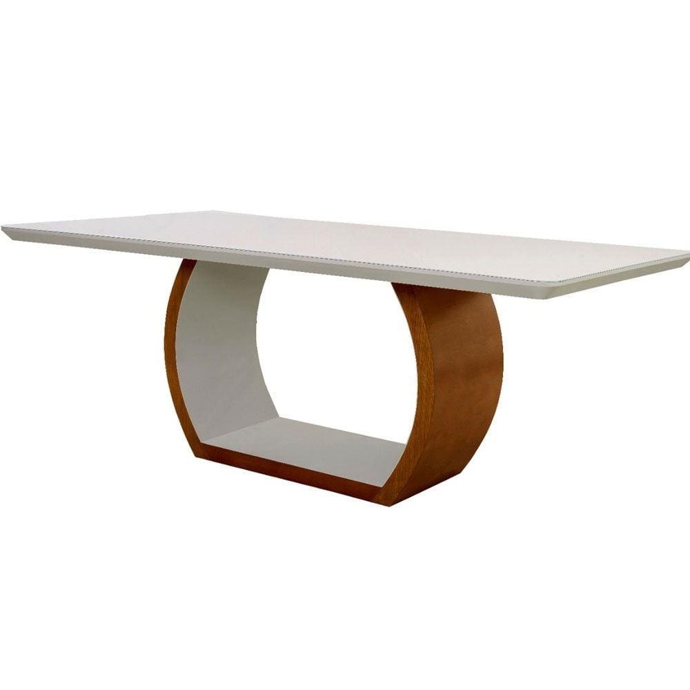 Mesa de Jantar Bella 220x110 Madeira e Vidro Mobillare