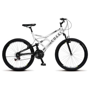 Bicicleta GPS Aro 26 Aço 21 Marchas Dupla Suspensão Freio V-Brake Branco - Colli Bike