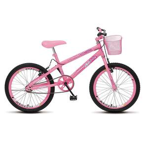 Bicicleta July Infantil Juvenil Aro 20 Aço com Cestinha e Freio V-Brake Rosa Neon - Colli Bike