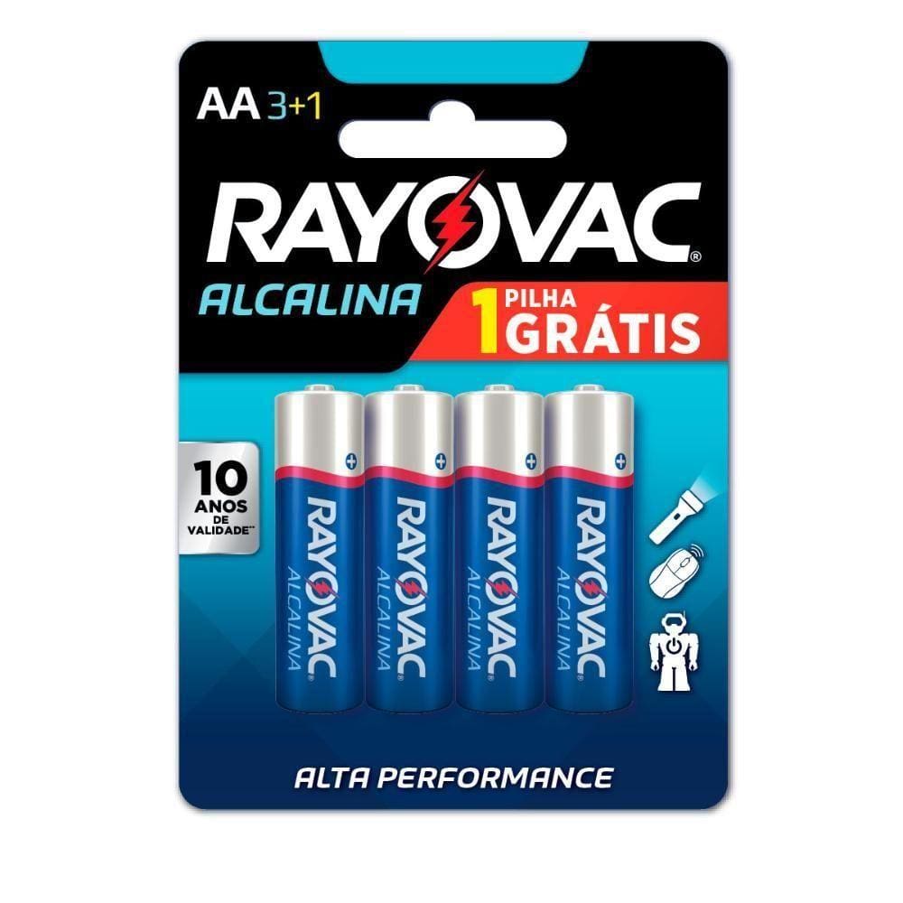 Pilha Alcalina Aa com 4 Rayovac