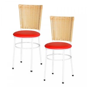 2 Cadeiras Brancas Para Cozinha Hawai Palha Vermelho