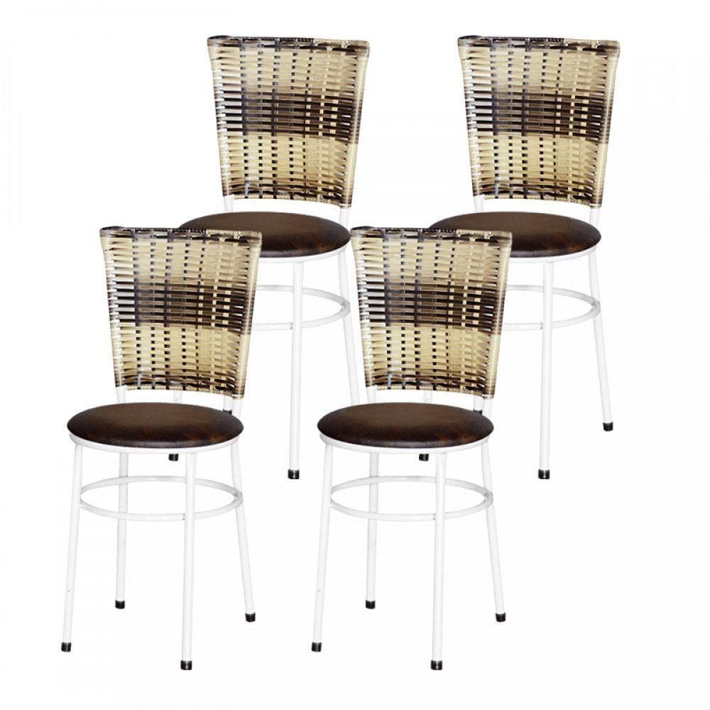 4 Cadeiras Brancas Para Cozinha Hawai Cappuccino Marrom