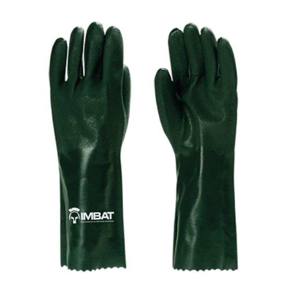 Luva Imbat PVC Verde Forrada 36cm Embalagem com 12 Unidades