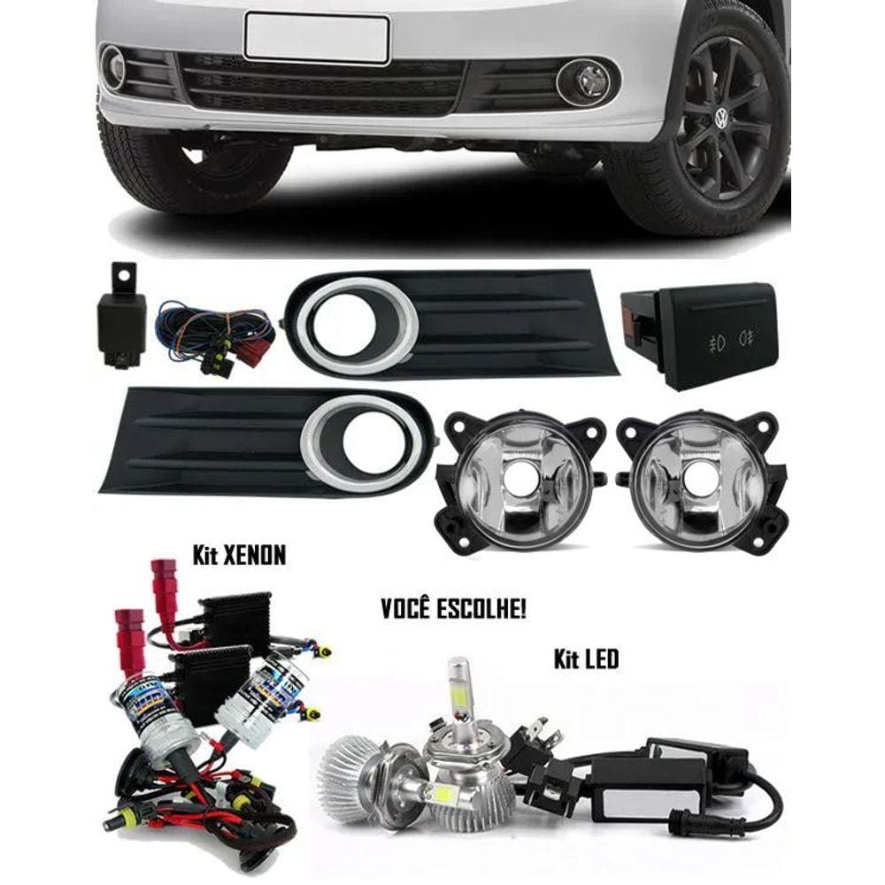 Kit Farol Milha Neblina Vw Gol Voyage Saveiro G5 2009 à 2013 + Kit Xenon 6000K 8000K ou Kit Lâmpada Super LED 6000K