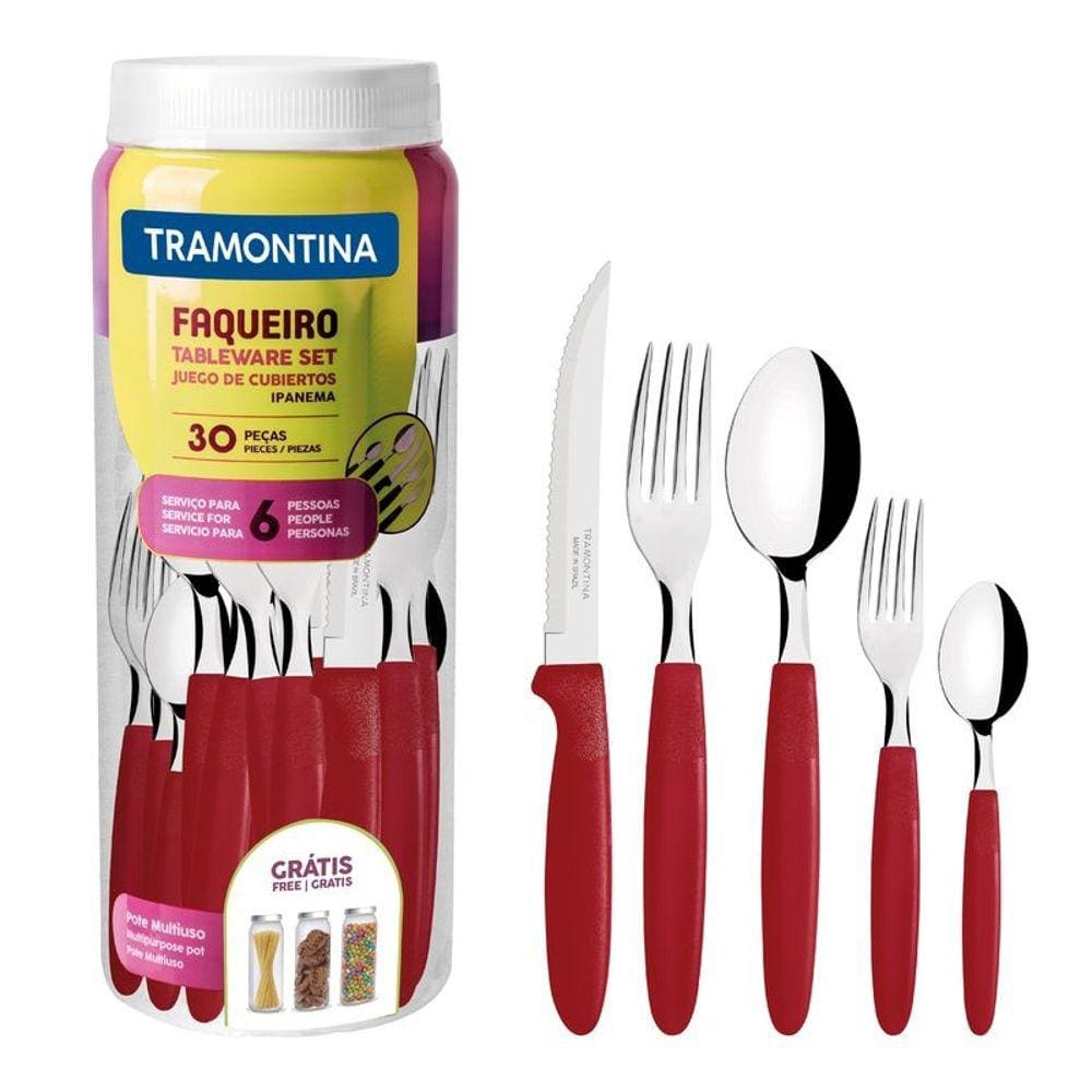 Faqueiro Tramontina Ipanema Inox 30PC Vermelho Polipropileno