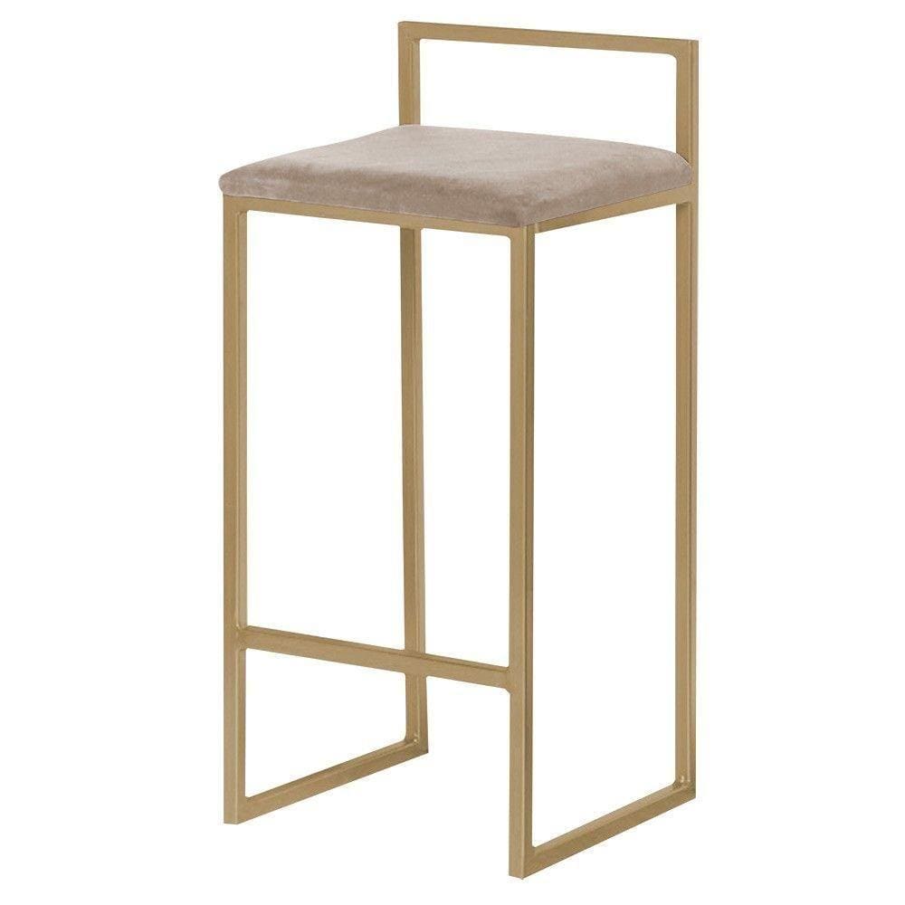 Banqueta Decorativa Jasmine Base Gold Suede Cappuccino