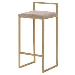Banqueta Decorativa Jasmine Base Gold Suede Cappuccino