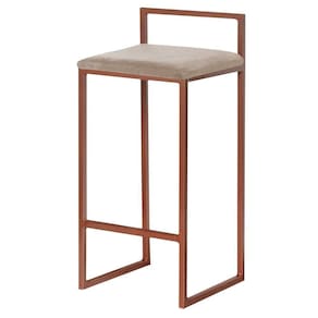 Banqueta Decorativa Jasmine Base Bronze Suede Cappuccino