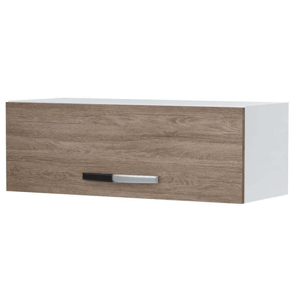 Armário Aéreo Geladeira 1 Porta Veneza 70cm branco castanho