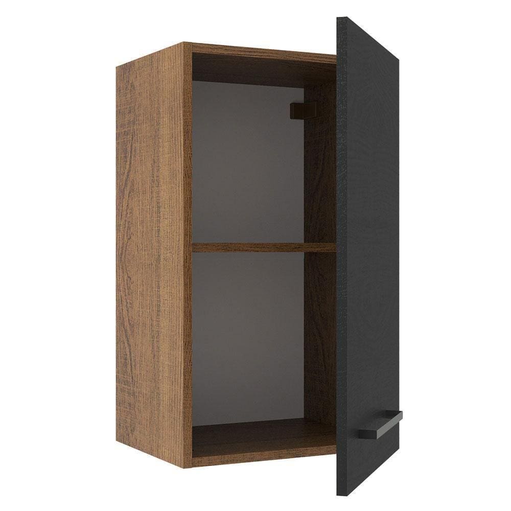 Armário Aéreo Madesa Agata 40cm 1 Porta Rustic Preto